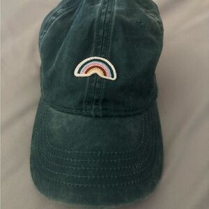 Unisex Green Cap Hat with Rainbow Patch Adjustable Strap
